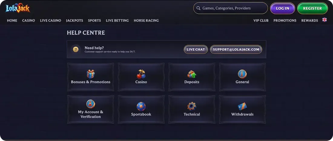 lolajack casino faq